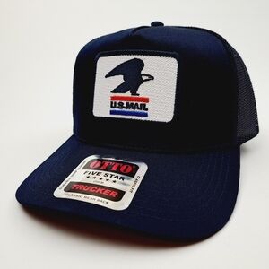 Post Office Postal Worker Trucker Mesh Snapback Cap Hat Navy Blue Embroidered Pa